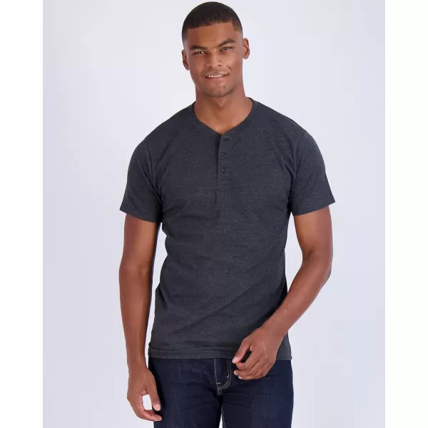 Real Essentials 3 Pack Mens Cotton Short ampamp Long Sleeve Henley TShirt Performance Activewear Available in Big ampamp TallShort Sleeve  Set 6