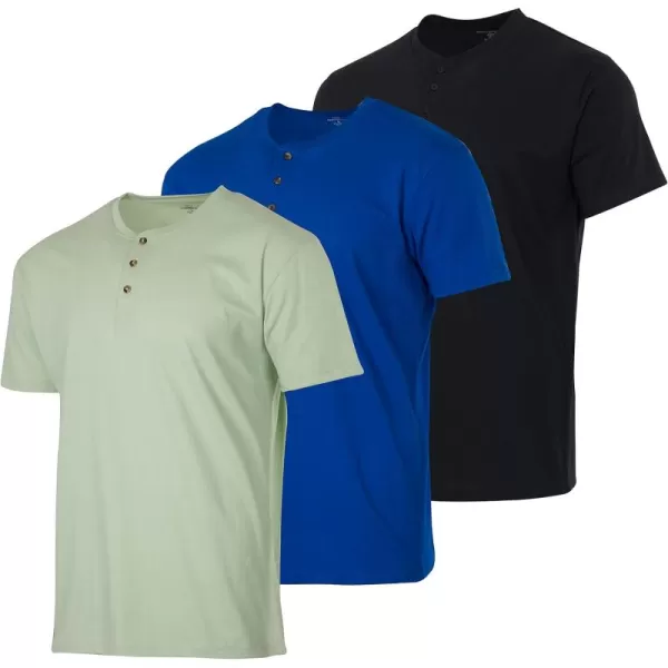 Real Essentials 3 Pack Mens Cotton Short ampamp Long Sleeve Henley TShirt Performance Activewear Available in Big ampamp TallShort Sleeve  Set 8