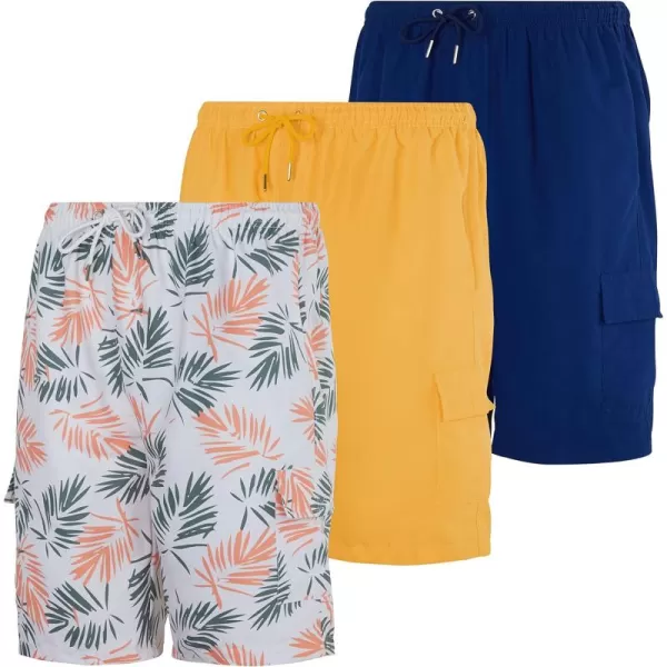 Real Essentials 3 Pack Mens Swim Trunks with Cargo Pockets ampamp Mesh Lining Available in Big ampamp TallSet 6
