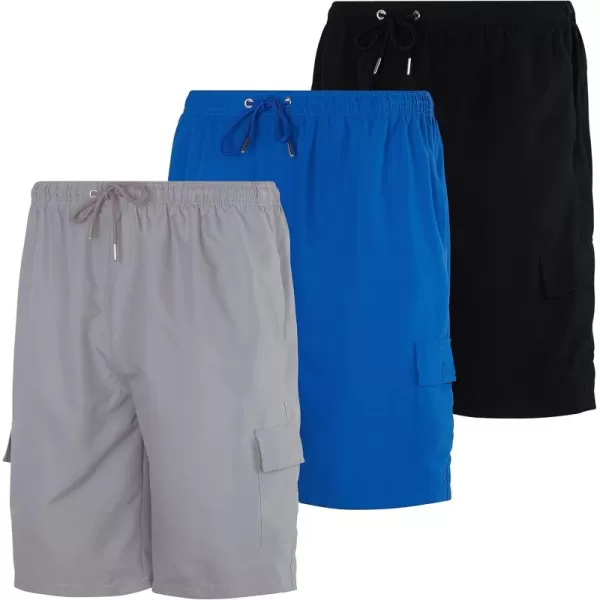 Real Essentials 3 Pack Mens Swim Trunks with Cargo Pockets ampamp Mesh Lining Available in Big ampamp TallSet 8