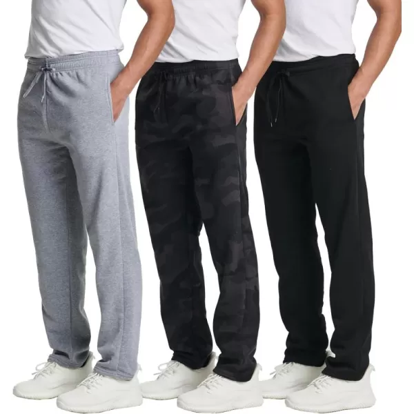 Real Essentials 3 Pack Mens Tech Fleece Athletic Casual Open Bottom Sweatpants with Pockets Available in Big ampamp TallSet 4
