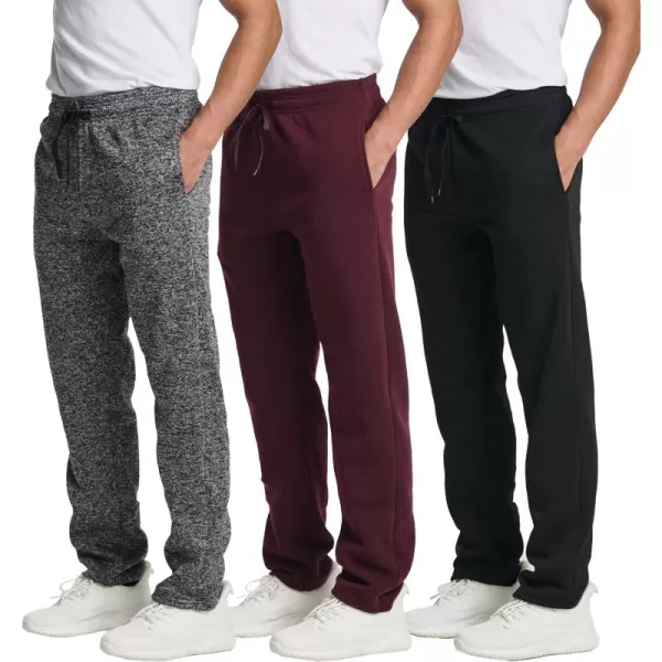 Real Essentials 3 Pack Mens Tech Fleece Athletic Casual Open Bottom Sweatpants with Pockets Available in Big ampamp TallSet 6
