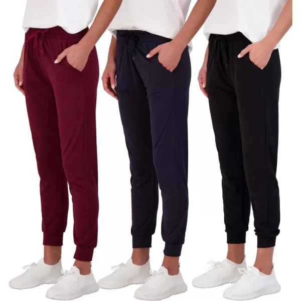 Real Essentials 3 Pack Womens UltraSoft Lounge Joggers Sweatpants Athletic Yoga Pants with Pockets Available in PlusSet 3