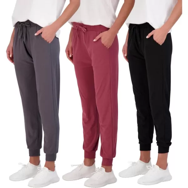 Real Essentials 3 Pack Womens UltraSoft Lounge Joggers Sweatpants Athletic Yoga Pants with Pockets Available in PlusSet 6