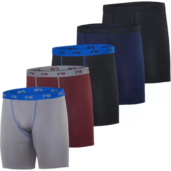 Real Essentials 5 Pack Mens Compression Shorts  Quick Dry Performance Active Underwear Available in Big ampamp TallSet E