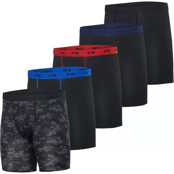 Real Essentials 5 Pack Mens Compression Shorts  Quick Dry Performance Active Underwear Available in Big ampamp TallSet G