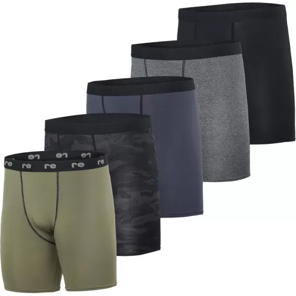 Real Essentials 5 Pack Mens Compression Shorts  Quick Dry Performance Active Underwear Available in Big ampamp TallSet H