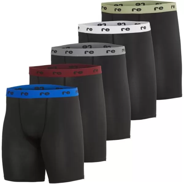 Real Essentials 5 Pack Mens Compression Shorts  Quick Dry Performance Active Underwear Available in Big ampamp TallSet L