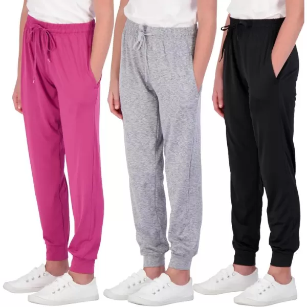 imageReal Essentials 3 Pack Girls DryFit Jogger Sweatpants Soft Active Athletic Kids Joggers with Pockets ampamp DrawstringSet 6