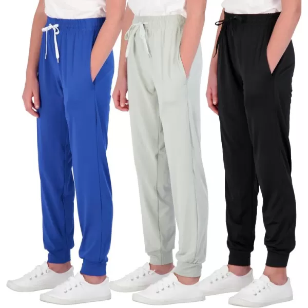 imageReal Essentials 3 Pack Girls DryFit Jogger Sweatpants Soft Active Athletic Kids Joggers with Pockets ampamp DrawstringSet 8