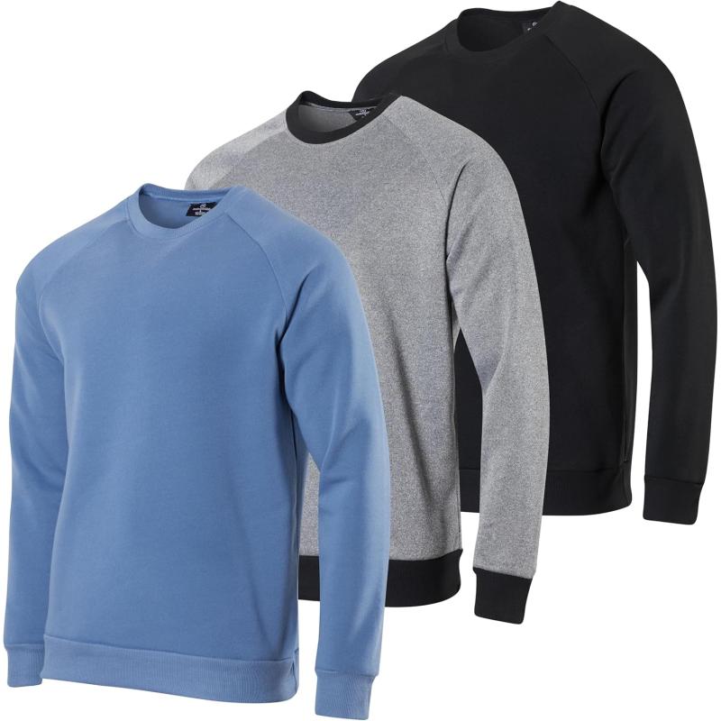 imageReal Essentials 3 Pack Mens Soft Plush Fleece Crewneck Sweatshirt  Athletic Pullover Sweater Available In Big ampamp TallSet 1