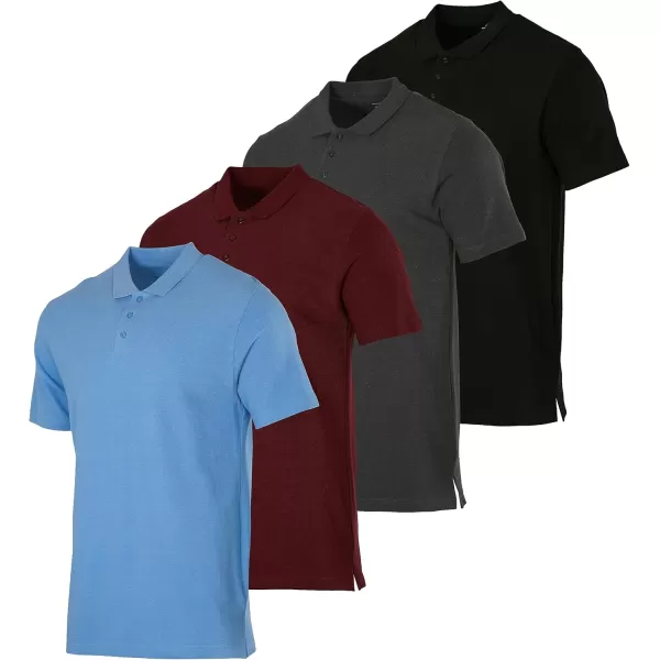 imageReal Essentials 3 ampamp 4 Pack Mens Cotton Pique Short Sleeve Polo Shirt  Performance Polo Available in Big ampamp TallSet K