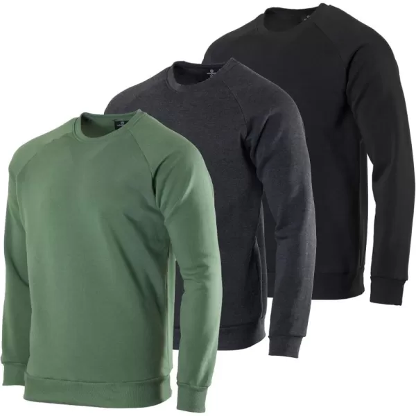 imageReal Essentials 3 Pack Mens Soft Plush Fleece Crewneck Sweatshirt  Athletic Pullover Sweater Available In Big ampamp TallSet 2