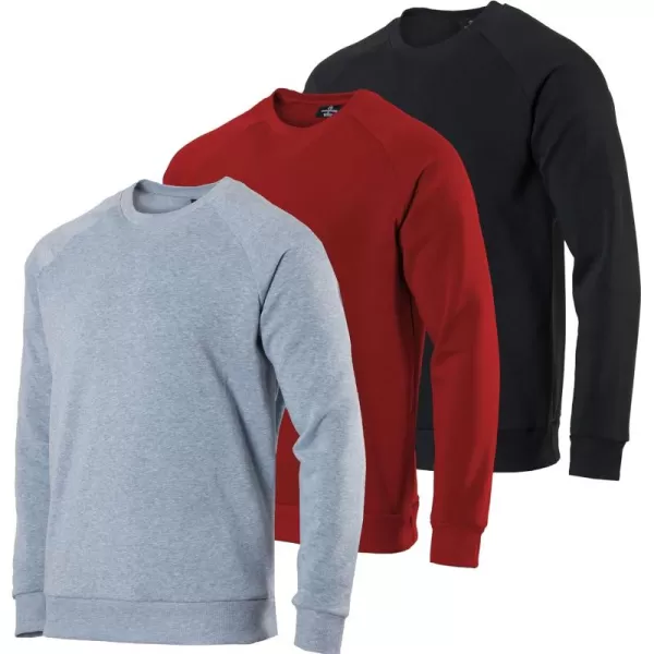 imageReal Essentials 3 Pack Mens Soft Plush Fleece Crewneck Sweatshirt  Athletic Pullover Sweater Available In Big ampamp TallSet 3