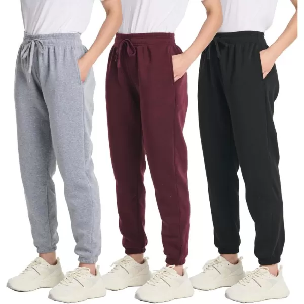 imageReal Essentials 3 Pack Womens Fleece Jogger Sweatpants Available in Plus SizeSet 1