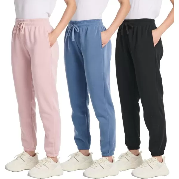 imageReal Essentials 3 Pack Womens Fleece Jogger Sweatpants Available in Plus SizeSet 4