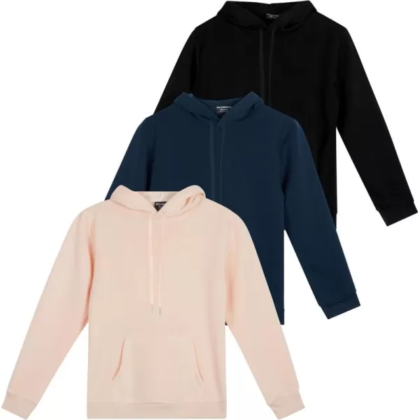 imageReal Essentials 3 Pack Womens Fleece LongSleeve Pullover Hoodie Active Sweatshirt Kangaroo Pocket  Available In PlusSet 1