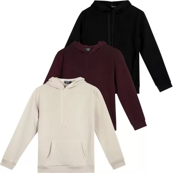 imageReal Essentials 3 Pack Womens Fleece LongSleeve Pullover Hoodie Active Sweatshirt Kangaroo Pocket  Available In PlusSet 2