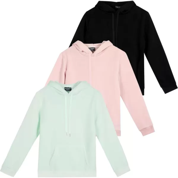 imageReal Essentials 3 Pack Womens Fleece LongSleeve Pullover Hoodie Active Sweatshirt Kangaroo Pocket  Available In PlusSet 4