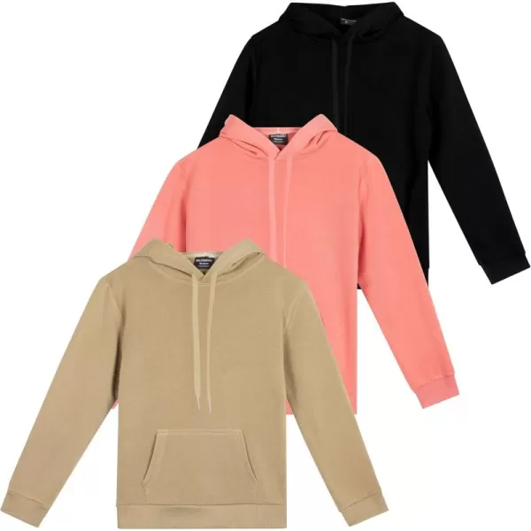 imageReal Essentials 3 Pack Womens Fleece LongSleeve Pullover Hoodie Active Sweatshirt Kangaroo Pocket  Available In PlusSet 6