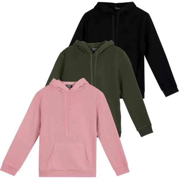 imageReal Essentials 3 Pack Womens Fleece LongSleeve Pullover Hoodie Active Sweatshirt Kangaroo Pocket  Available In PlusSet 7