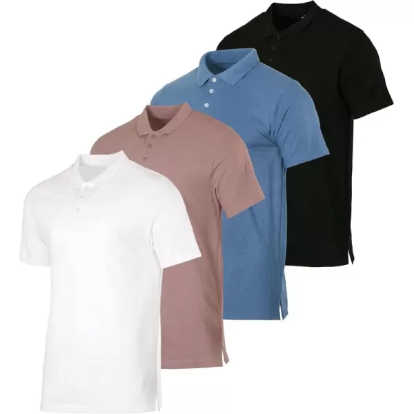 imageReal Essentials 3 ampamp 4 Pack Mens Cotton Pique Short Sleeve Polo Shirt  Performance Polo Available in Big ampamp TallSet 8