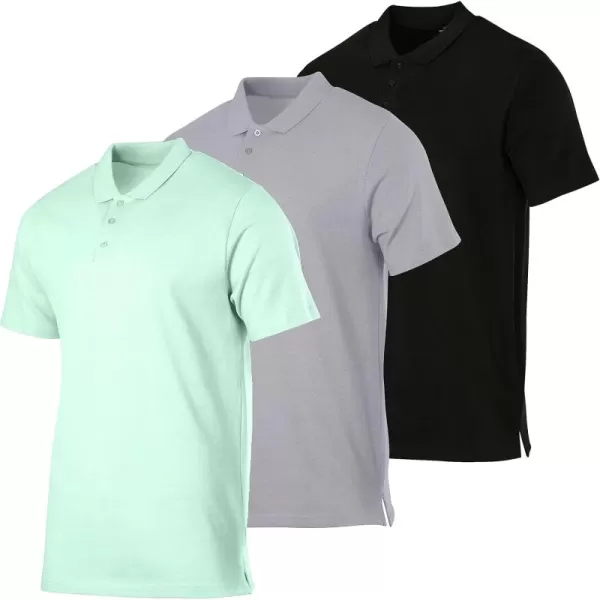 imageReal Essentials 3 ampamp 4 Pack Mens Cotton Pique Short Sleeve Polo Shirt  Performance Polo Available in Big ampamp TallSet B