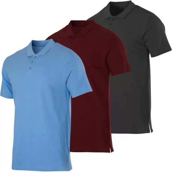 imageReal Essentials 3 ampamp 4 Pack Mens Cotton Pique Short Sleeve Polo Shirt  Performance Polo Available in Big ampamp TallSet D