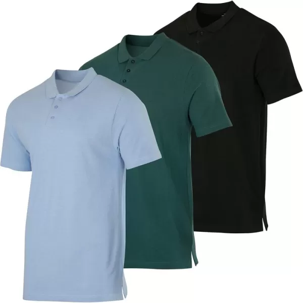 imageReal Essentials 3 ampamp 4 Pack Mens Cotton Pique Short Sleeve Polo Shirt  Performance Polo Available in Big ampamp TallSet E