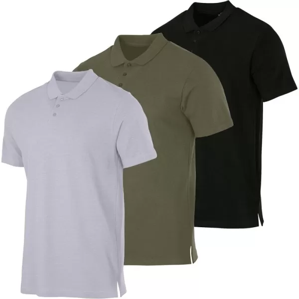 imageReal Essentials 3 ampamp 4 Pack Mens Cotton Pique Short Sleeve Polo Shirt  Performance Polo Available in Big ampamp TallSet G