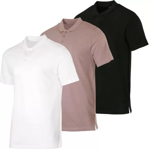 imageReal Essentials 3 ampamp 4 Pack Mens Cotton Pique Short Sleeve Polo Shirt  Performance Polo Available in Big ampamp TallSet H