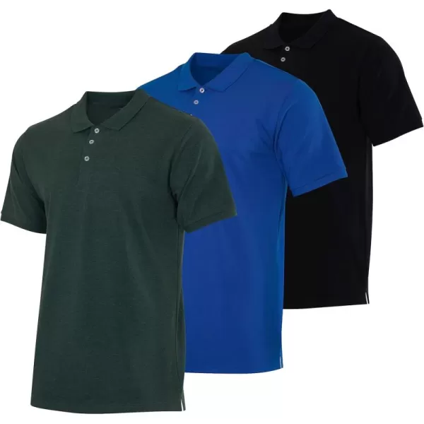 imageReal Essentials 3 ampamp 4 Pack Mens Cotton Pique Short Sleeve Polo Shirt  Performance Polo Available in Big ampamp TallSet I