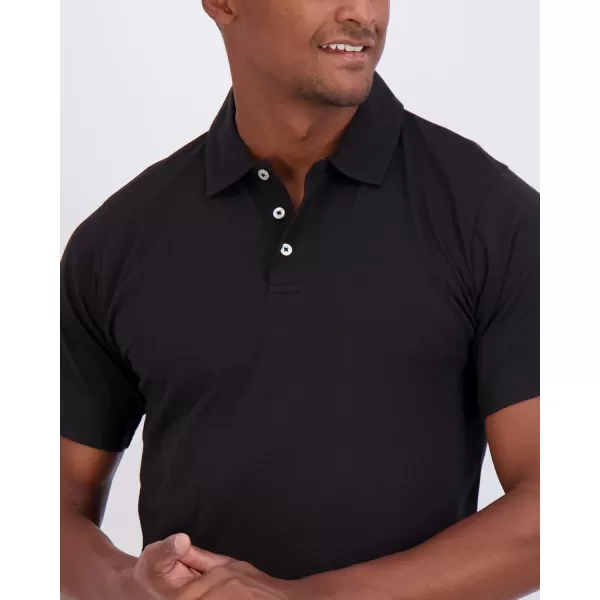 imageReal Essentials 3 Pack Mens Jersey Cotton Short Sleeve Polo Shirt  Breathable Performance Polo Available in Big ampamp TallSet L