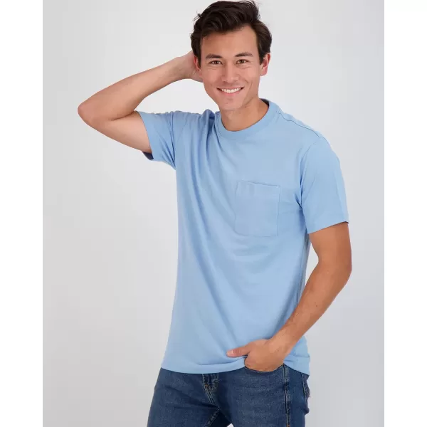 imageReal Essentials 4 Pack Mens Cotton Performance Short Sleeve Crew Neck Pocket TShirt Athletic Top Available in Big ampamp TallSet 3