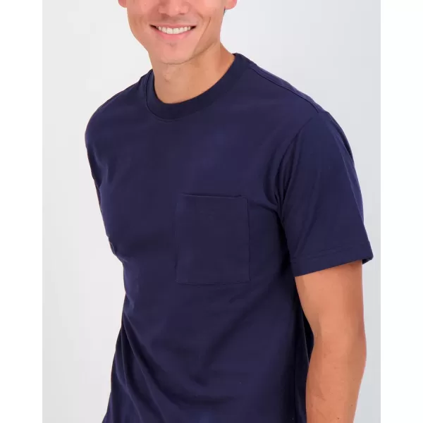 imageReal Essentials 4 Pack Mens Cotton Performance Short Sleeve Crew Neck Pocket TShirt Athletic Top Available in Big ampamp TallSet 3