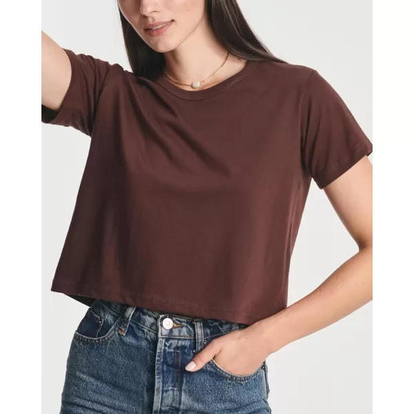 imageReal Essentials 4 Pack Womens Cotton Short Sleeve Crop Top  Cropped Casual Crew Neck TShirts Available in Plus SizeSet 2