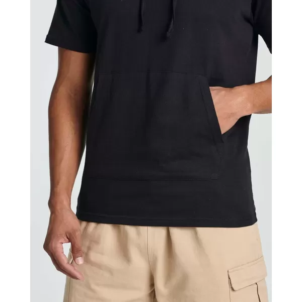 imageReal Essentials Mens Cotton ShortSleeve Hoodie Hooded TShirt With Drawstring ampamp Pockets Available In Big ampamp TallSet 8