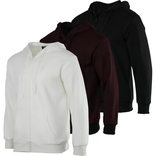 imageReal Essentials 3 Pack Mens Fleece Long Sleeve Full Zip Hoodie  Athletic Sweatshirt Jacket Available in Big ampamp TallSet 7