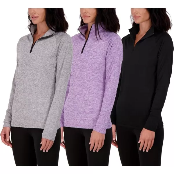 imageReal Essentials 3 Pack Womens DryFit Long Sleeve Quarter Zip ampamp Full Zip Up Hoodie Workout Jacket Available in PlusQuarter Zip Set 3