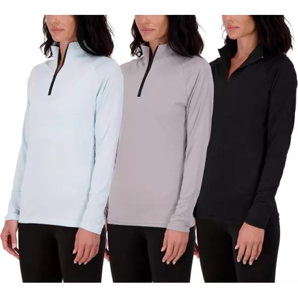 imageReal Essentials 3 Pack Womens DryFit Long Sleeve Quarter Zip ampamp Full Zip Up Hoodie Workout Jacket Available in PlusQuarter Zip Set 4