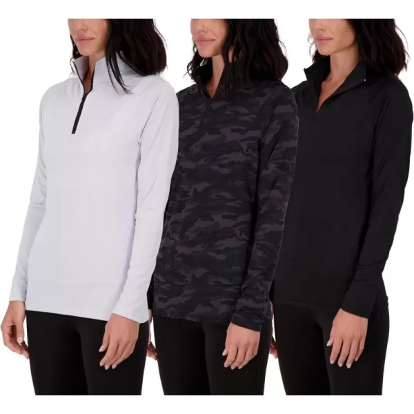 imageReal Essentials 3 Pack Womens DryFit Long Sleeve Quarter Zip ampamp Full Zip Up Hoodie Workout Jacket Available in PlusQuarter Zip Set 7