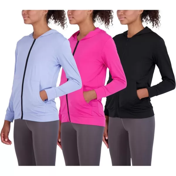 imageReal Essentials 3 Pack Womens DryFit Long Sleeve Quarter Zip ampamp Full Zip Up Hoodie Workout Jacket Available in PlusSet 4