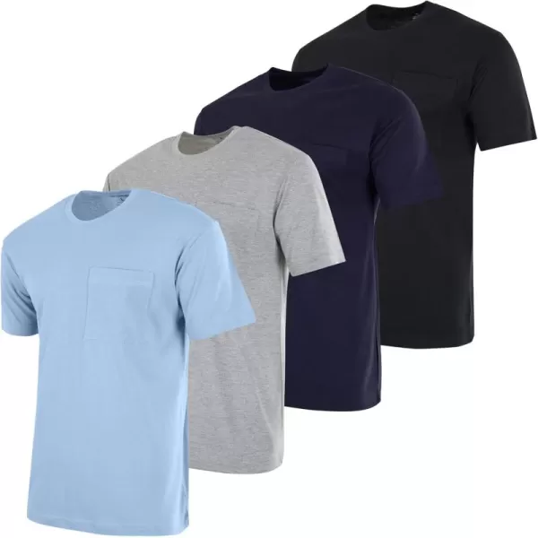 imageReal Essentials 4 Pack Mens Cotton Performance Short Sleeve Crew Neck Pocket TShirt Athletic Top Available in Big ampamp TallSet 3