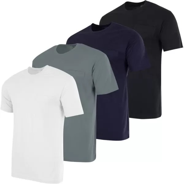 imageReal Essentials 4 Pack Mens Cotton Performance Short Sleeve Crew Neck Pocket TShirt Athletic Top Available in Big ampamp TallSet 6