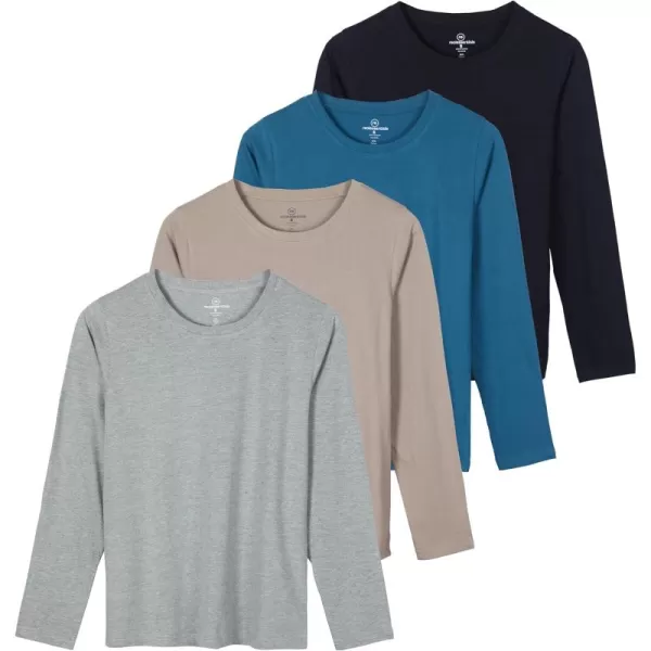 imageReal Essentials 4 Pack Womens Cotton ClassicFit LongSleeve Crewneck TShirt Available in Plus SizeSet 11