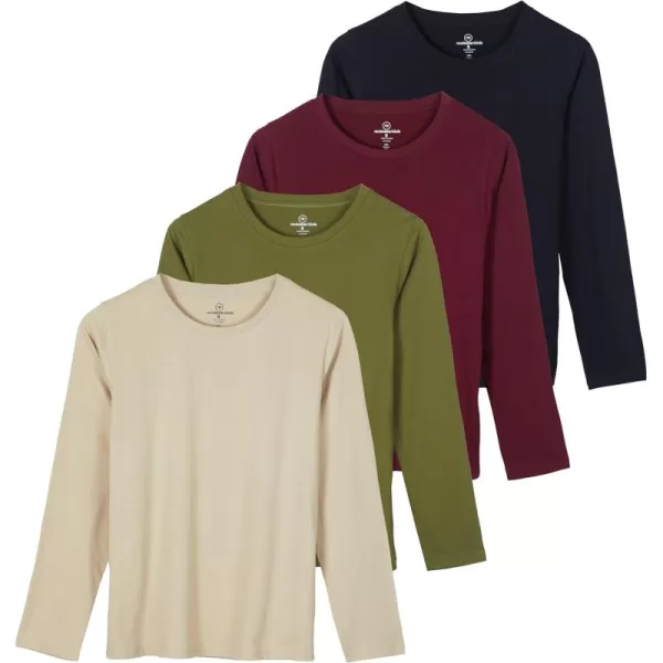 imageReal Essentials 4 Pack Womens Cotton ClassicFit LongSleeve Crewneck TShirt Available in Plus SizeSet 6