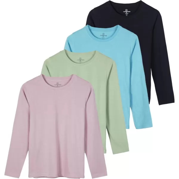 imageReal Essentials 4 Pack Womens Cotton ClassicFit LongSleeve Crewneck TShirt Available in Plus SizeSet 9