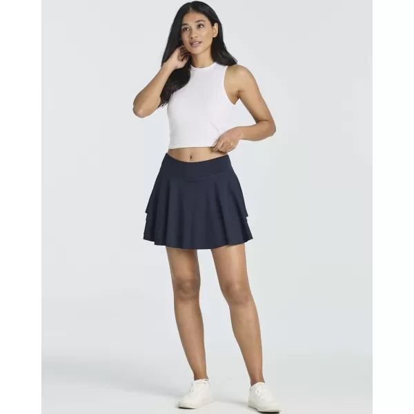 imageReal Essentials 3 Pack Womens 14quot Layered Ruffle Flowy Tennis Golf Skorts Pockets Pleated Mini Skirt Athletic Liner ShortsSet 7