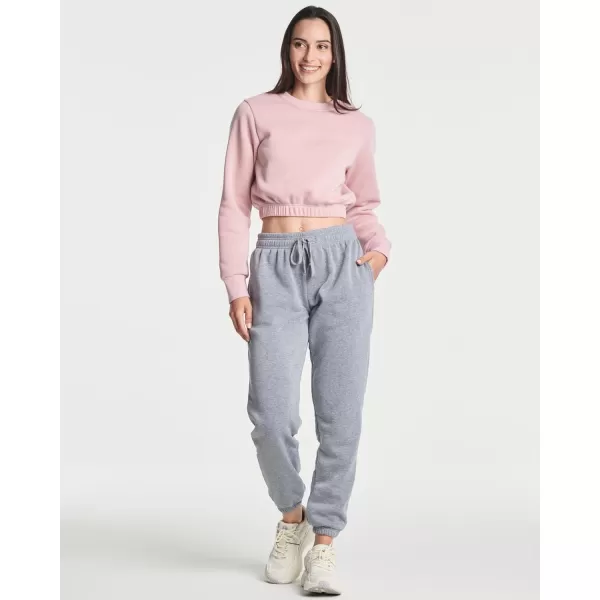 imageReal Essentials 3 Pack Womens Fleece Cropped Sweatshirt  Long Sleeve Crew Neck Crop Top Available in Plus SizeSet 1