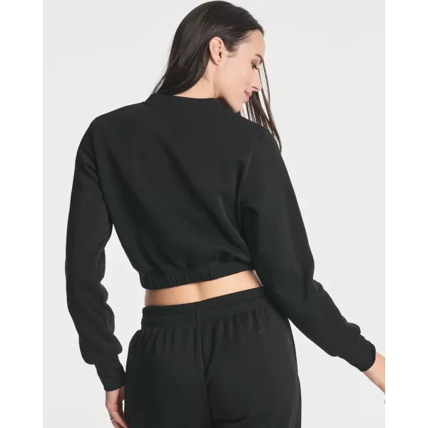 imageReal Essentials 3 Pack Womens Fleece Cropped Sweatshirt  Long Sleeve Crew Neck Crop Top Available in Plus SizeSet 8